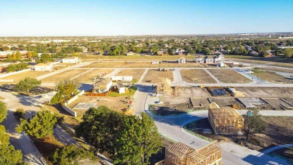 New construction homes in a master-planned community in West San Antonio, Texas, showing suburban residential growth.