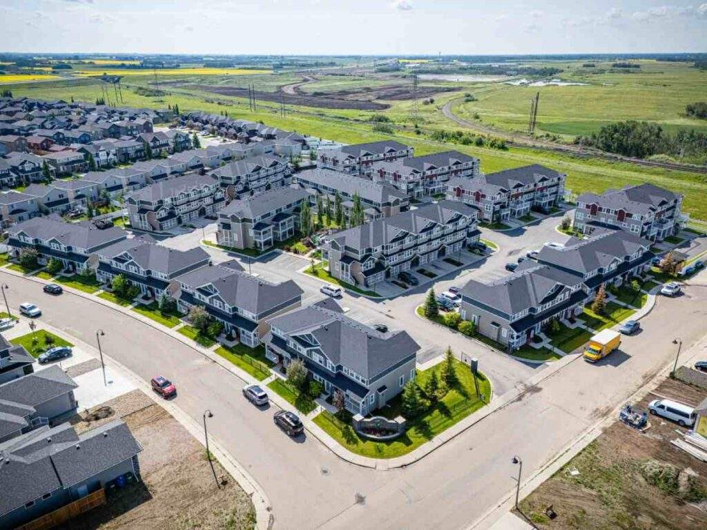 Aerial view of a Texas residential neighborhood representing strategic portfolio growth in core markets.