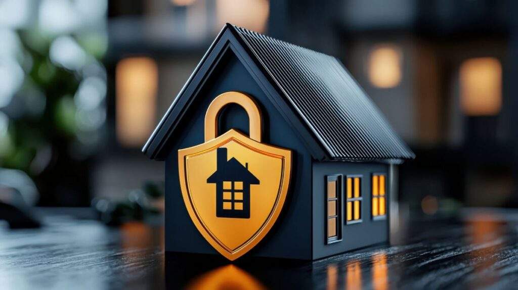 A conceptual image of a shield and a house representing the ERI Standard of protection.